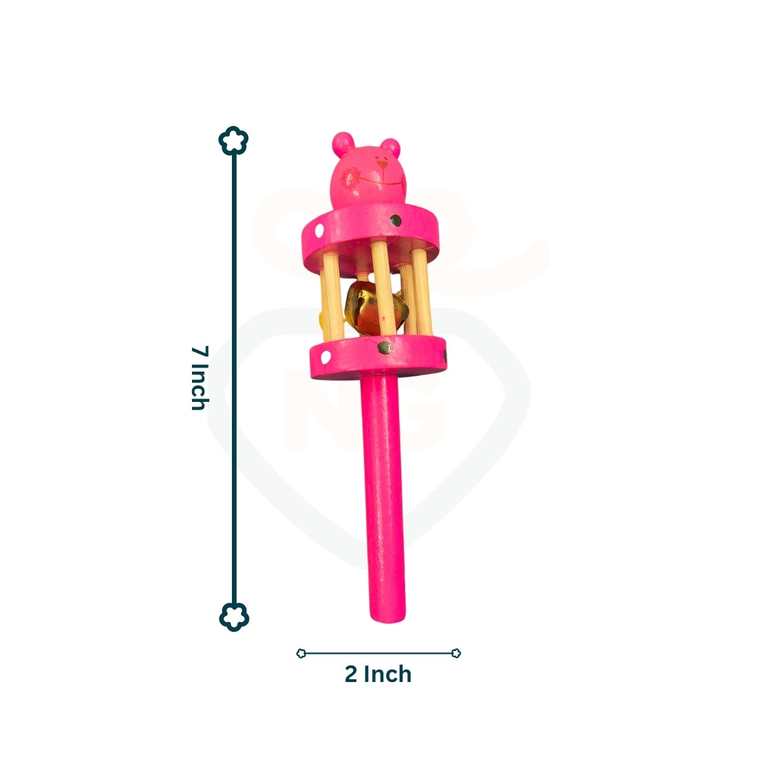 Handmade Wooden Cage Roller Bell Rattle for Babies | Cute Bear Design Toy