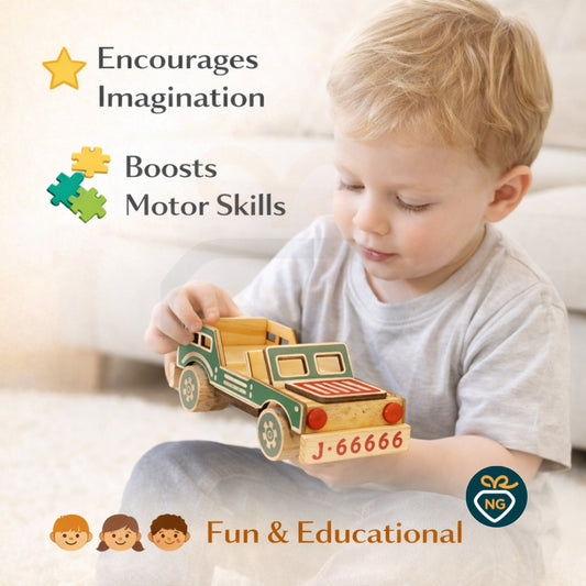Wooden Toy Car for Kids | Handcrafted Jeep Style Car Toy | Durable & Safe Wooden Vehicle