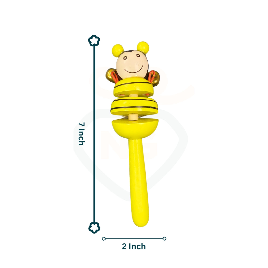 Cute yellow bee wooden rattle for newborns