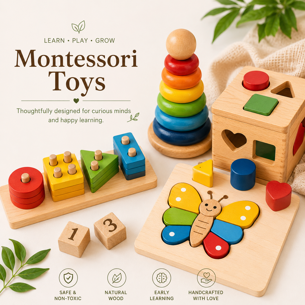 Educational wooden Montessori learning toys for toddlers India