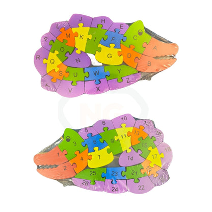 Crocodile Wooden Jigsaw Puzzle for Kids | Double-Sided Alphabet & Number Learning Toy | Educational Wooden Puzzle