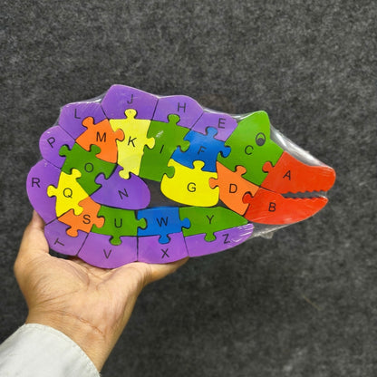 Crocodile Wooden Jigsaw Puzzle for Kids | Double-Sided Alphabet & Number Learning Toy | Educational Wooden Puzzle