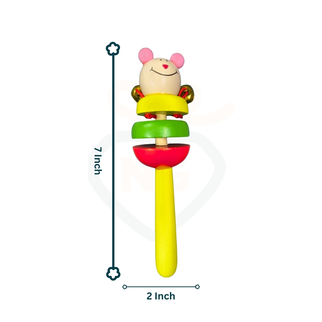 Wooden Colorful Buddy Rattle Toy for Babies | Cute Bell Sound Handheld Toy