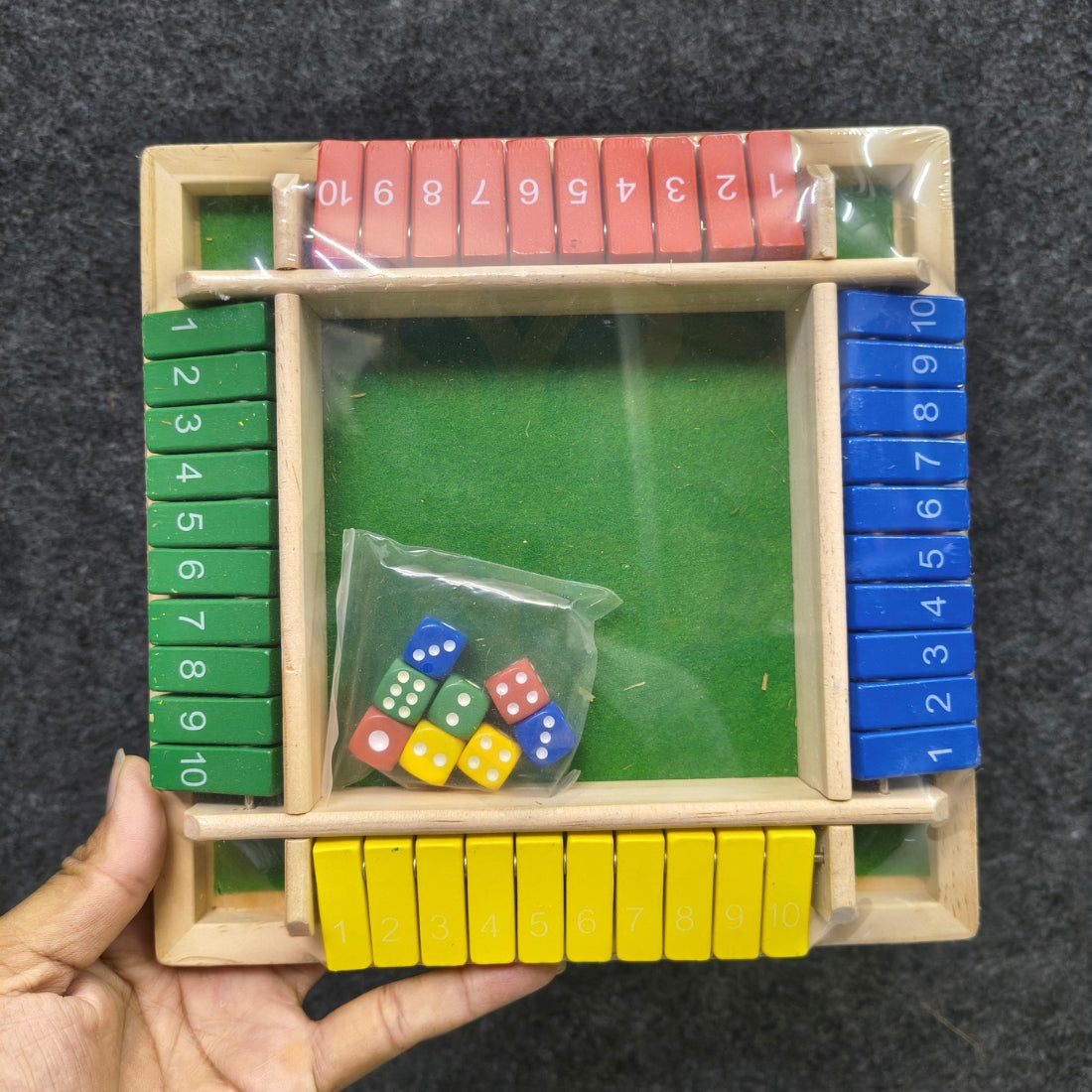Wooden Shut The Box Dice Game | Math Learning Board Game for Kids & Family | Wooden Number Puzzle Game with Dice