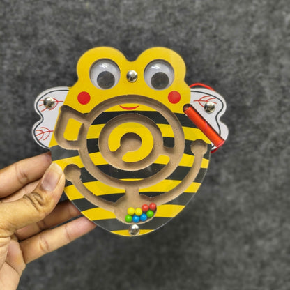 Magnetic Maze Board Game for Kids | Wooden Montessori Magnetic Bead Puzzle Toy