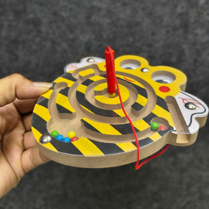 Magnetic Maze Board Game for Kids | Wooden Montessori Magnetic Bead Puzzle Toy