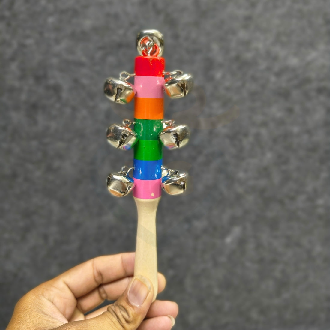 Wooden Ten Jhunjhuna Rattle for Babies | Bell Sound Wooden Toy for Kids