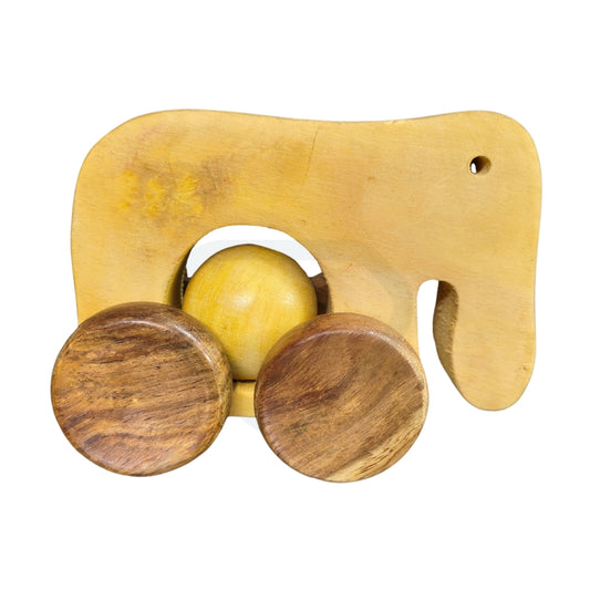 Wooden Elephant Toy | Handmade Rolling Wooden Animal Toy for Kids