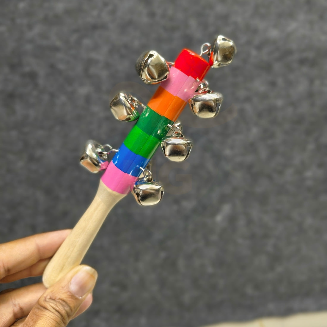 Wooden Ten Jhunjhuna Rattle for Babies | Bell Sound Wooden Toy for Kids