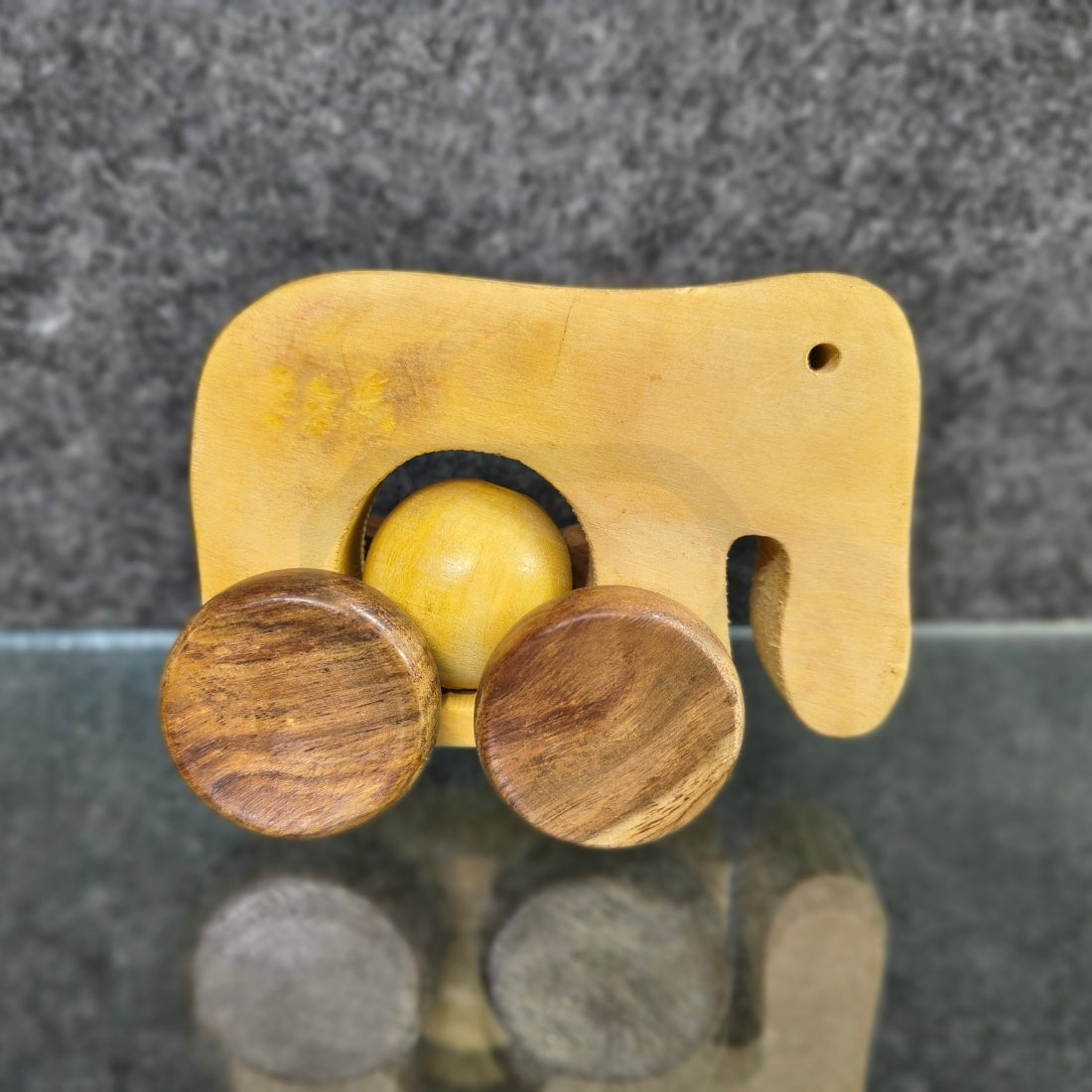 Wooden Elephant Toy | Handmade Rolling Wooden Animal Toy for Kids