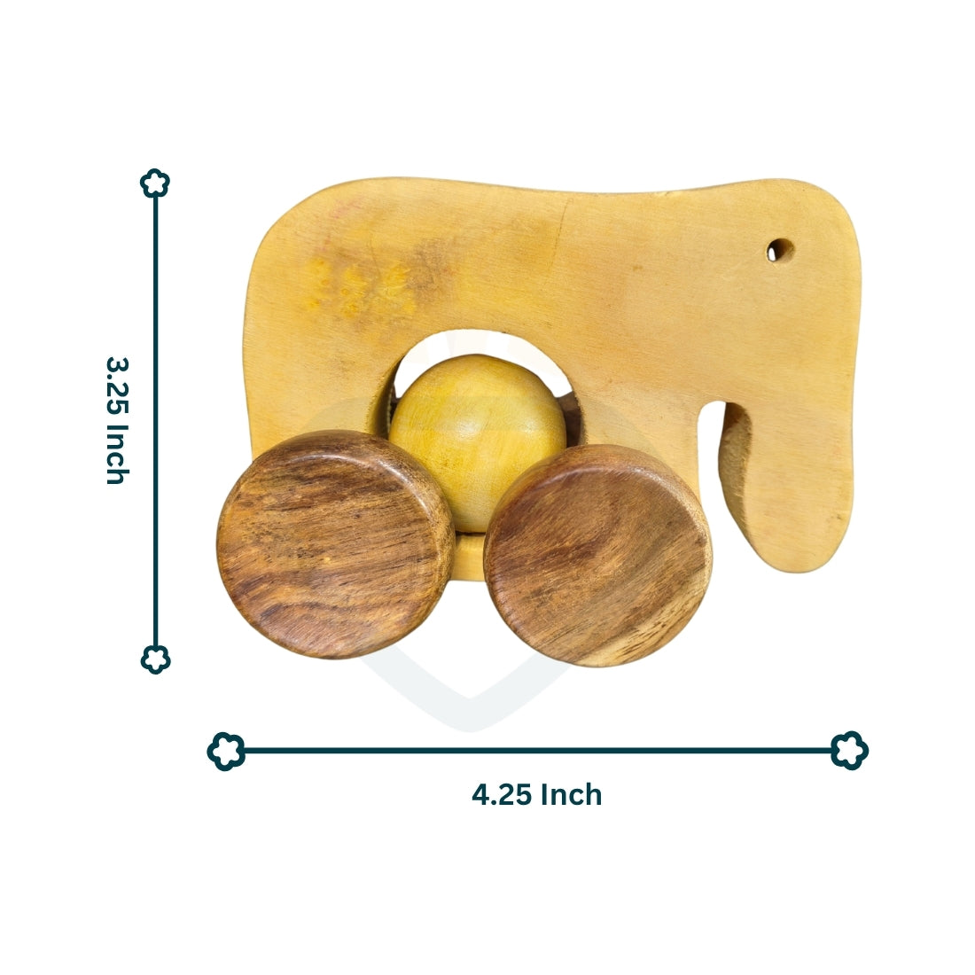 Wooden Elephant Toy | Handmade Rolling Wooden Animal Toy for Kids