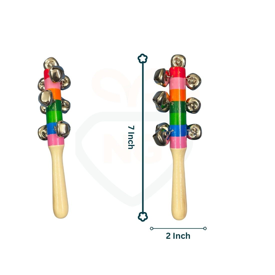 Wooden Ten Jhunjhuna Rattle for Babies | Bell Sound Wooden Toy for Kids