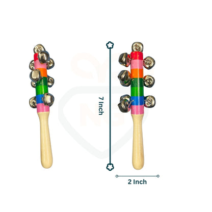 Wooden Ten Jhunjhuna Rattle for Babies | Bell Sound Wooden Toy for Kids