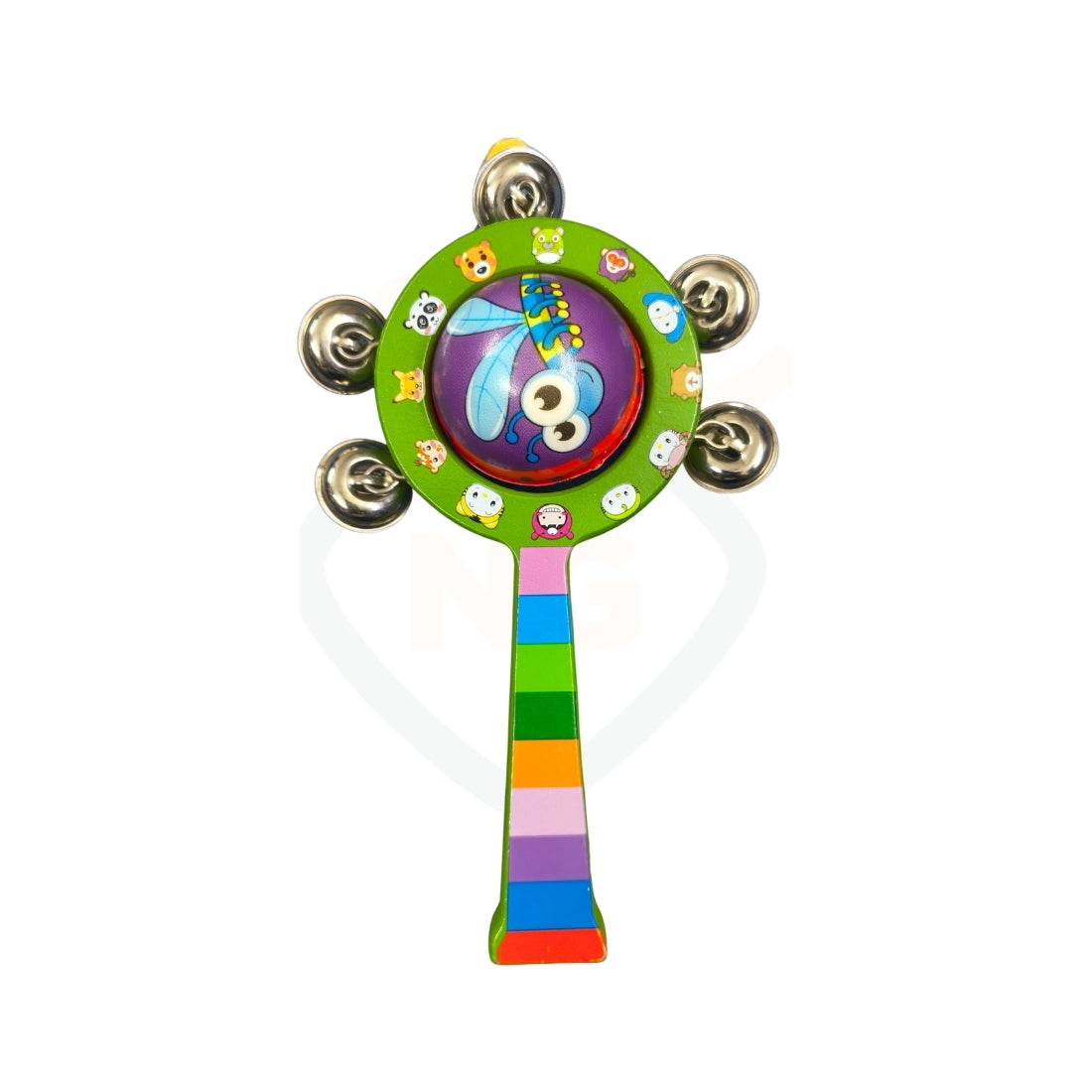 Ball Round Rattle Toy for Babies | Wooden Bell Sound Colourful Rattle
