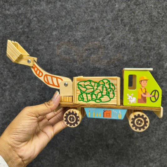 Wooden Crane Truck Toy for Kids | Handmade Wooden Construction Vehicle
