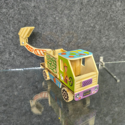 Wooden Crane Truck Toy for Kids | Handmade Wooden Construction Vehicle