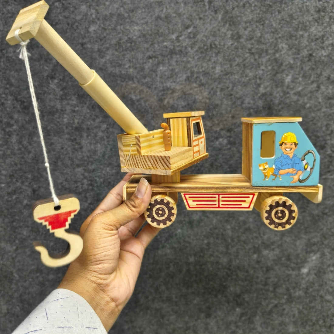Wooden Construction Crane Toy for Kids | Handmade Wooden Crane Truck