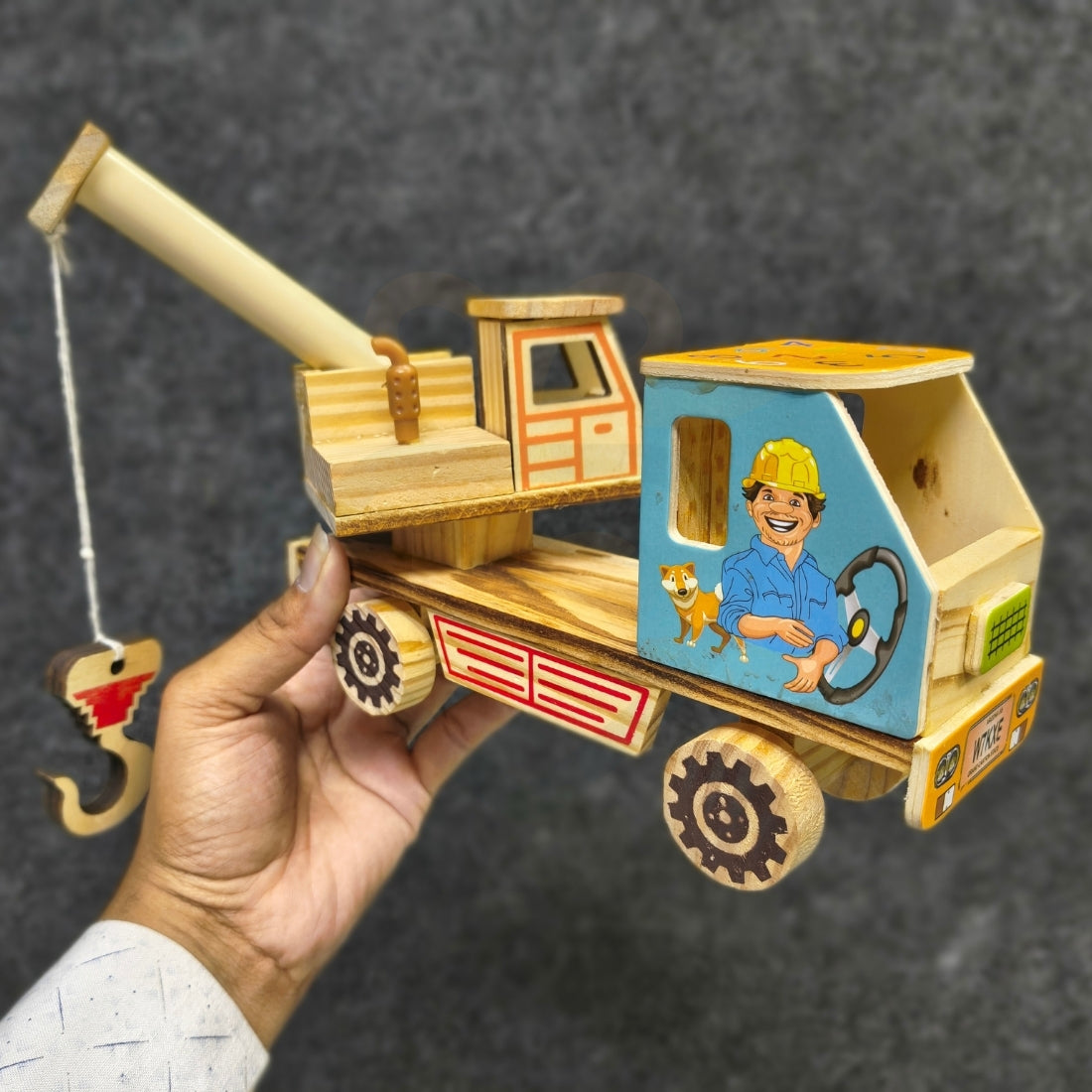 Wooden Construction Crane Toy for Kids | Handmade Wooden Crane Truck
