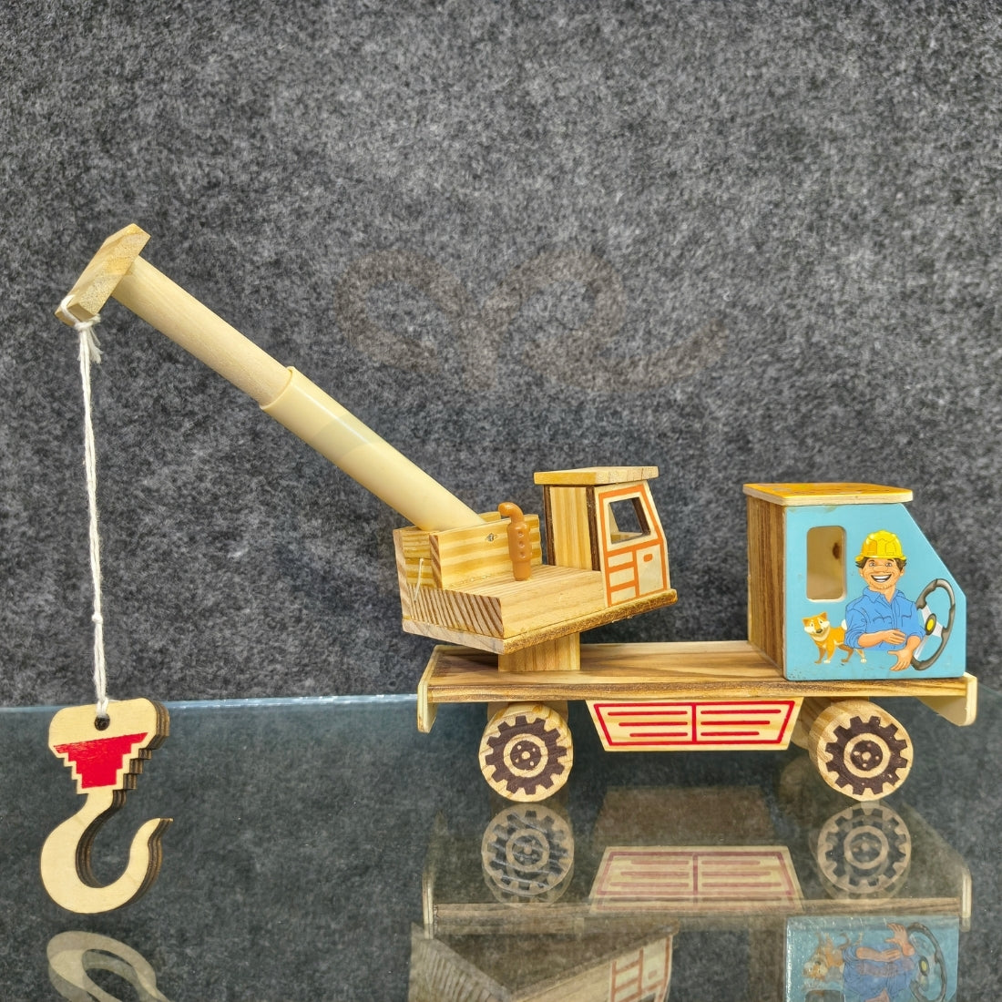 Wooden Construction Crane Toy for Kids | Handmade Wooden Crane Truck