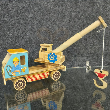 Wooden Construction Crane Toy for Kids | Handmade Wooden Crane Truck