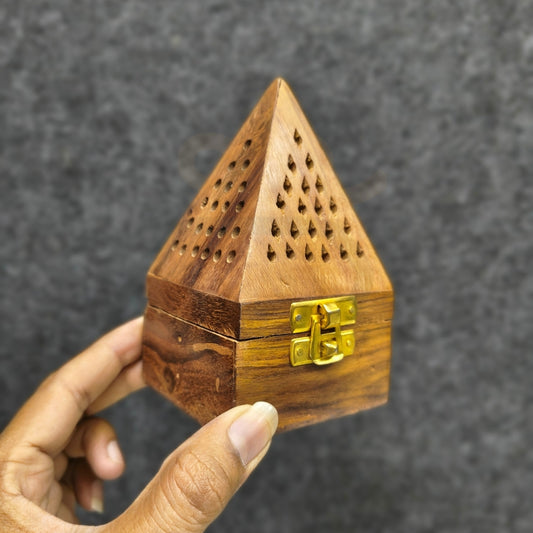 Wooden Incense Cone Holder | Handmade Wooden Dhoop Cone Burner Box