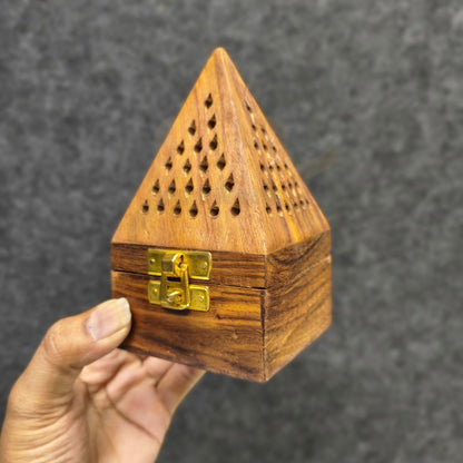 Wooden Incense Cone Holder | Handmade Wooden Dhoop Cone Burner Box