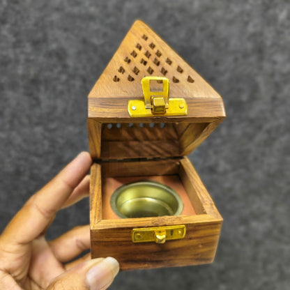 Wooden Incense Cone Holder | Handmade Wooden Dhoop Cone Burner Box