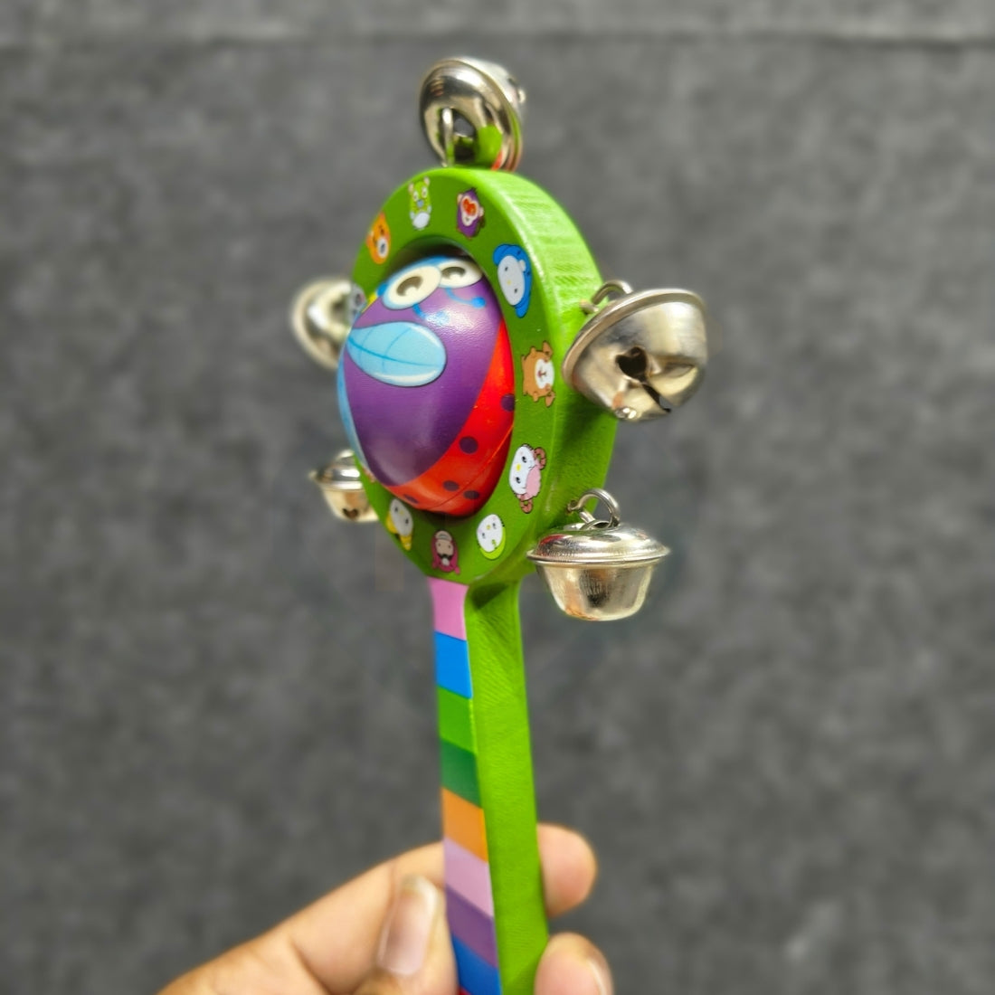 Ball Round Rattle Toy for Babies | Wooden Bell Sound Colourful Rattle
