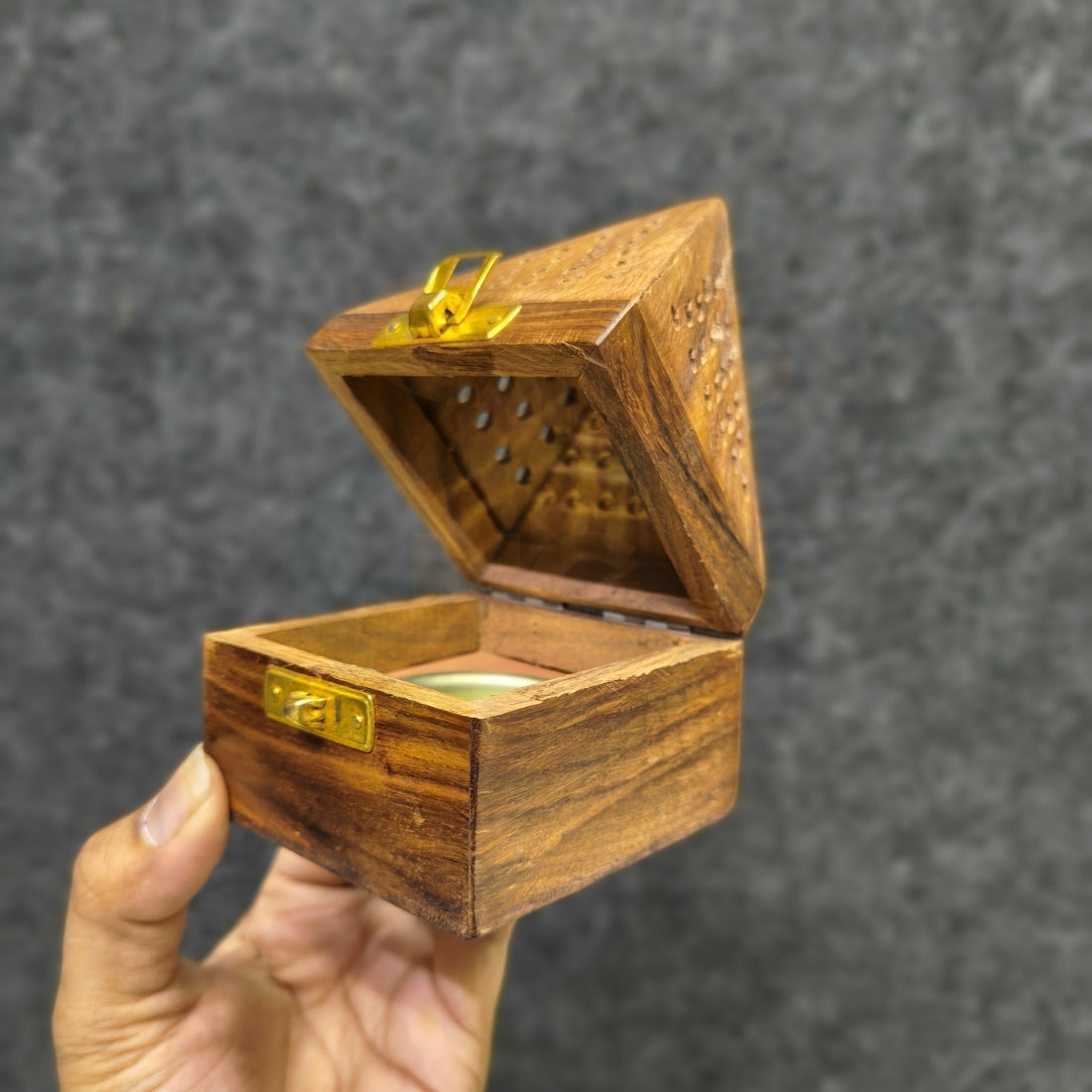 Wooden Incense Cone Holder | Handmade Wooden Dhoop Cone Burner Box
