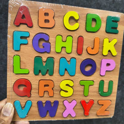 Wooden Educational Puzzle Board Set for Kids | Alphabet, Numbers & Shapes Learning Toy (3 PCS)