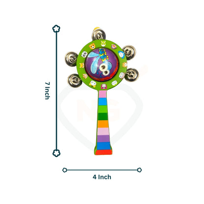 Ball Round Rattle Toy for Babies | Wooden Bell Sound Colourful Rattle