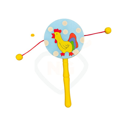 Colourful Damaru Rattle Toy for Babies | Wooden Spinning Sound Toy