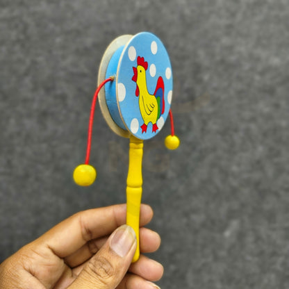 Colourful Damaru Rattle Toy for Babies | Wooden Spinning Sound Toy