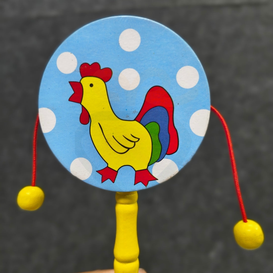 Colourful Damaru Rattle Toy for Babies | Wooden Spinning Sound Toy