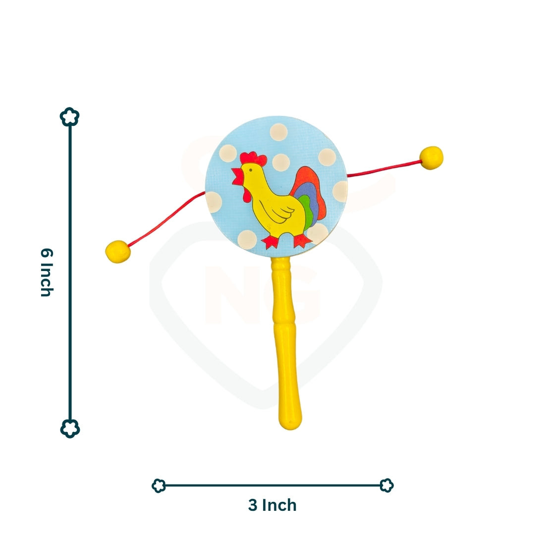 Colourful Damaru Rattle Toy for Babies | Wooden Spinning Sound Toy