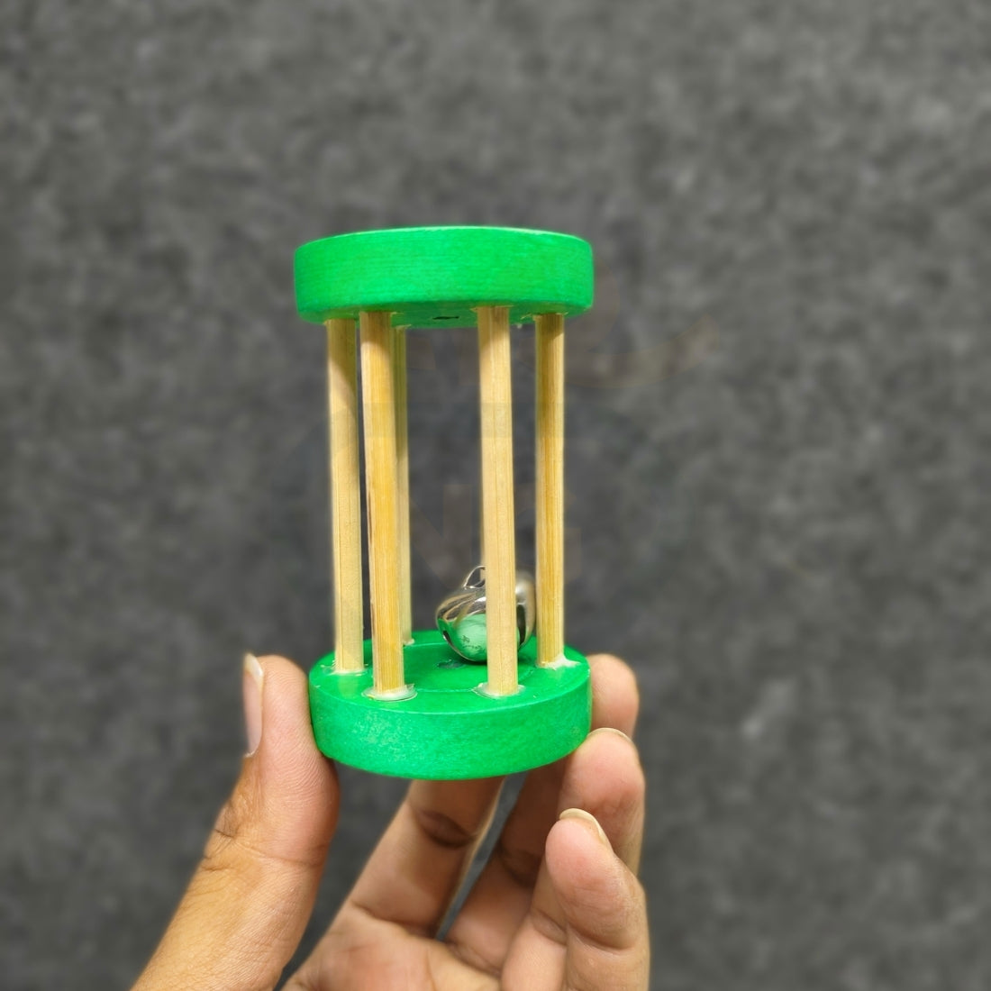 Small Round Bell Rattle for Babies | Wooden Mini Cage Sound Toy