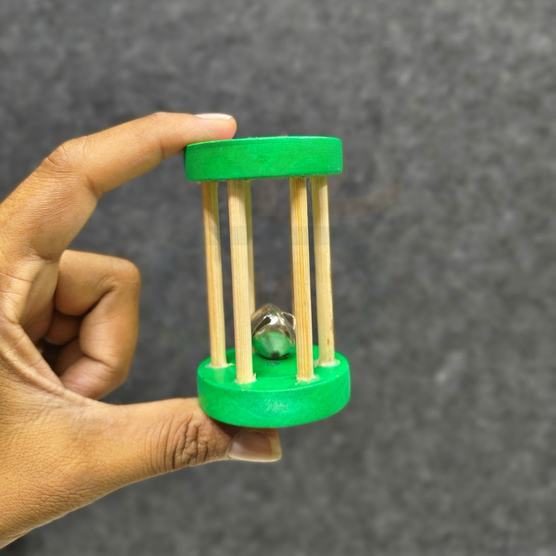Small Round Bell Rattle for Babies | Wooden Mini Cage Sound Toy