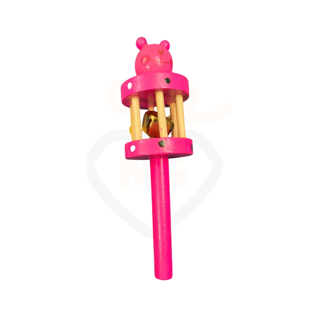 Handmade Wooden Cage Roller Bell Rattle for Babies | Cute Bear Design Toy