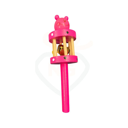 Handmade Wooden Cage Roller Bell Rattle for Babies | Cute Bear Design Toy
