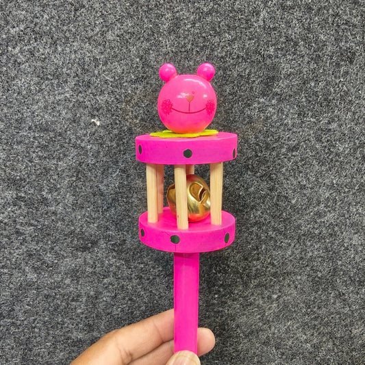 Handmade Wooden Cage Roller Bell Rattle for Babies | Cute Bear Design Toy