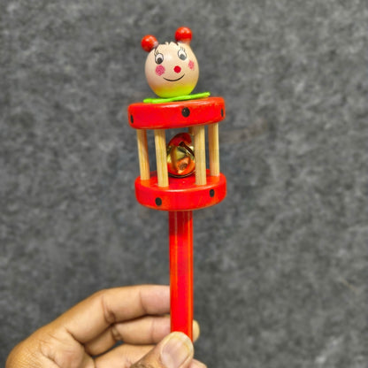 Handmade Wooden Cage Roller Bell Rattle for Babies | Cute Bear Design Toy