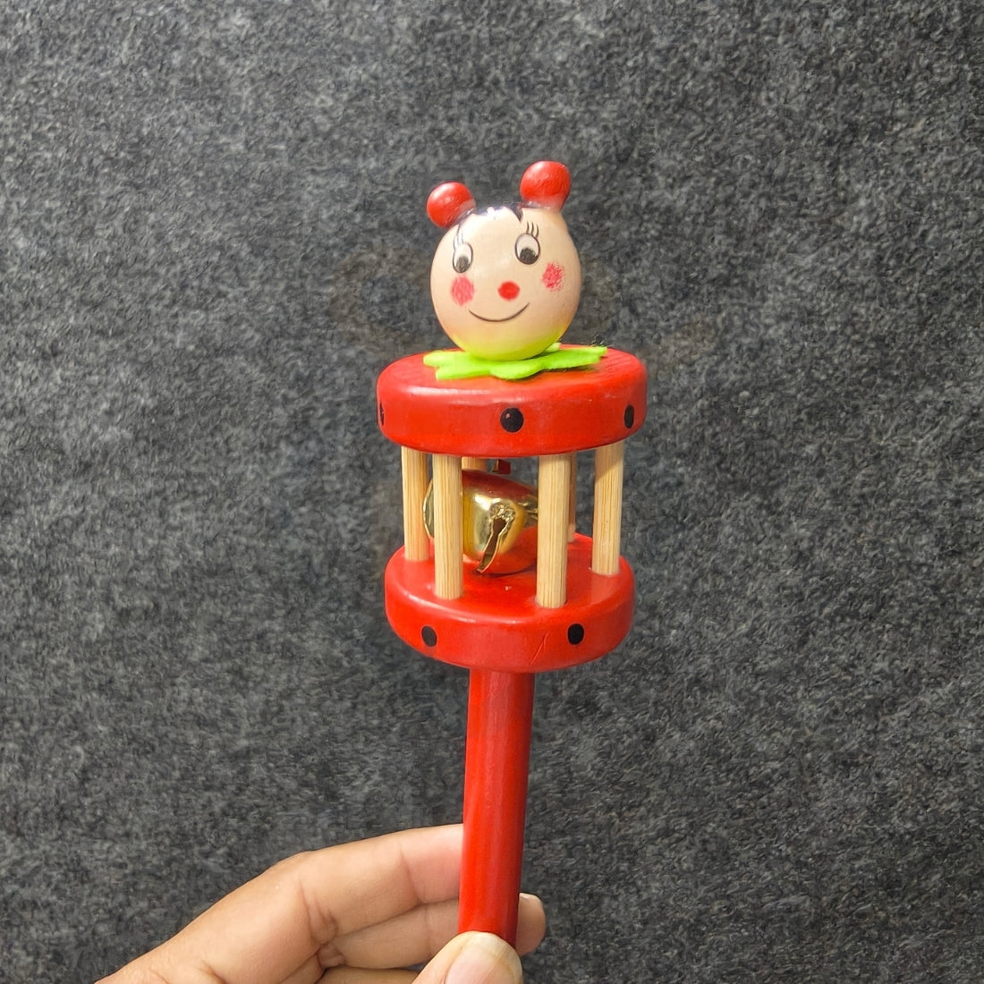 Handmade Wooden Cage Roller Bell Rattle for Babies | Cute Bear Design Toy