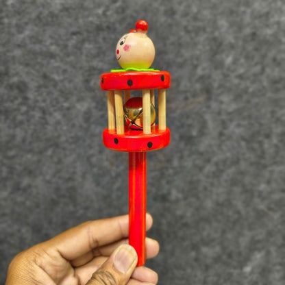 Handmade Wooden Cage Roller Bell Rattle for Babies | Cute Bear Design Toy