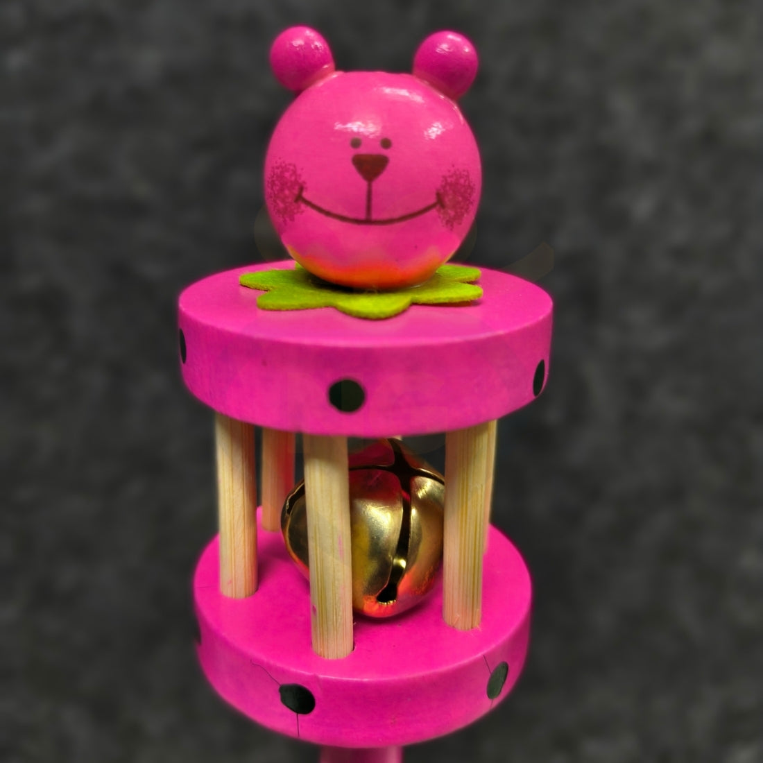 Handmade Wooden Cage Roller Bell Rattle for Babies | Cute Bear Design Toy