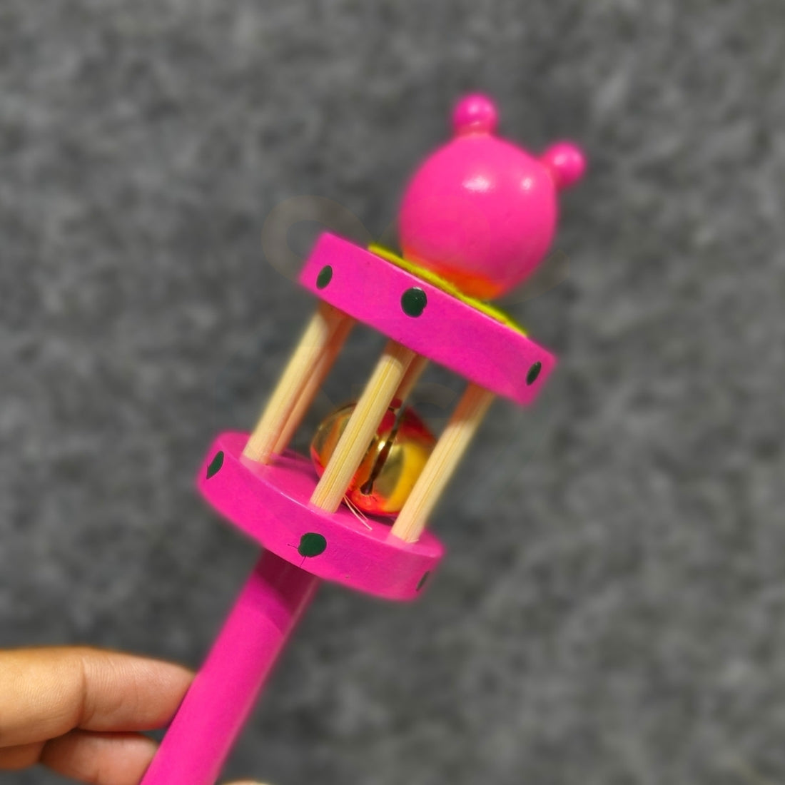Handmade Wooden Cage Roller Bell Rattle for Babies | Cute Bear Design Toy
