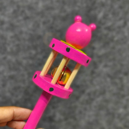 Handmade Wooden Cage Roller Bell Rattle for Babies | Cute Bear Design Toy