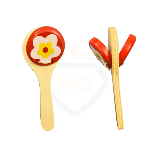 Wooden Baby Rattle Toy (Flower Design) | Handmade Natural Wooden Teether | Safe Non-Toxic Infant Toy | Nivaaro