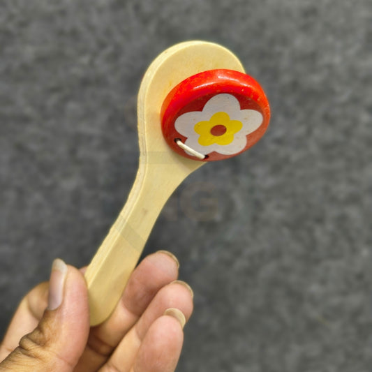 Wooden Baby Rattle Toy (Flower Design) | Handmade Natural Wooden Teether | Safe Non-Toxic Infant Toy | Nivaaro