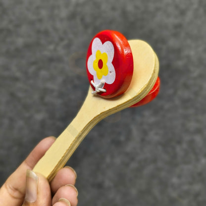 Wooden Baby Rattle Toy (Flower Design) | Handmade Natural Wooden Teether | Safe Non-Toxic Infant Toy | Nivaaro
