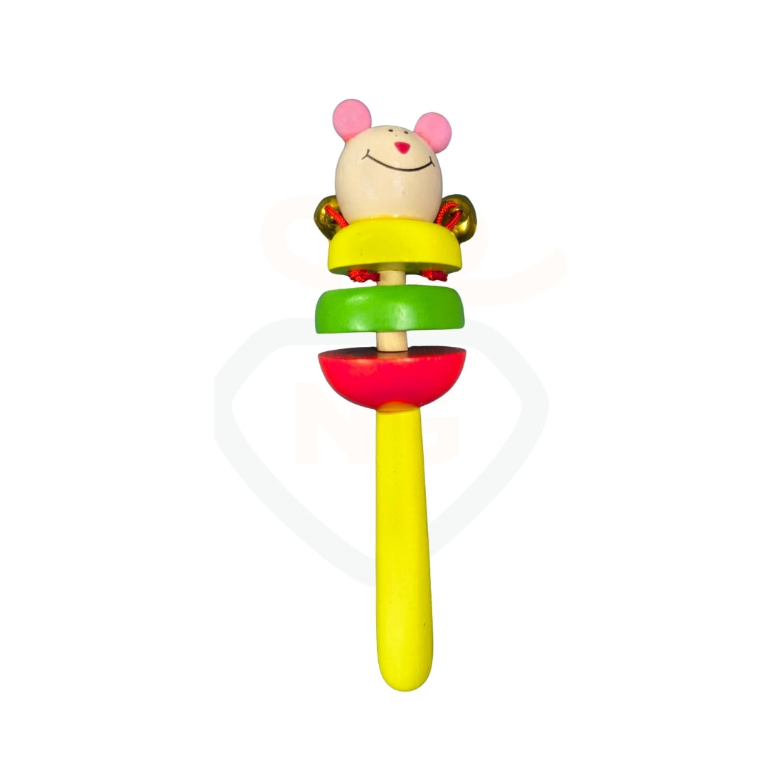 Wooden Colorful Buddy Rattle Toy for Babies | Cute Bell Sound Handheld Toy